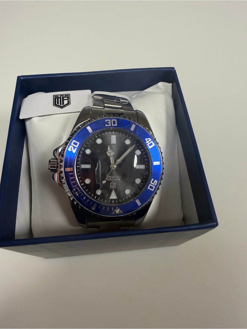 Blue Bezel Stainless Steel Men's Dive Watch